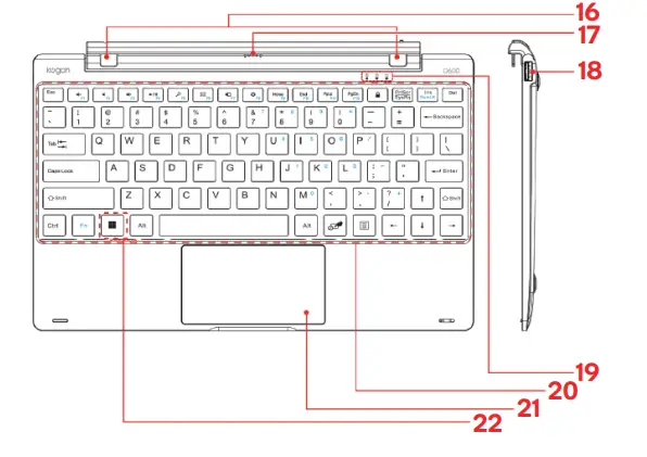 kogan KAL10D600PB ATLAS 10.1 Inch 2-IN-1 D600 Touchscreen Laptop - Top and side view