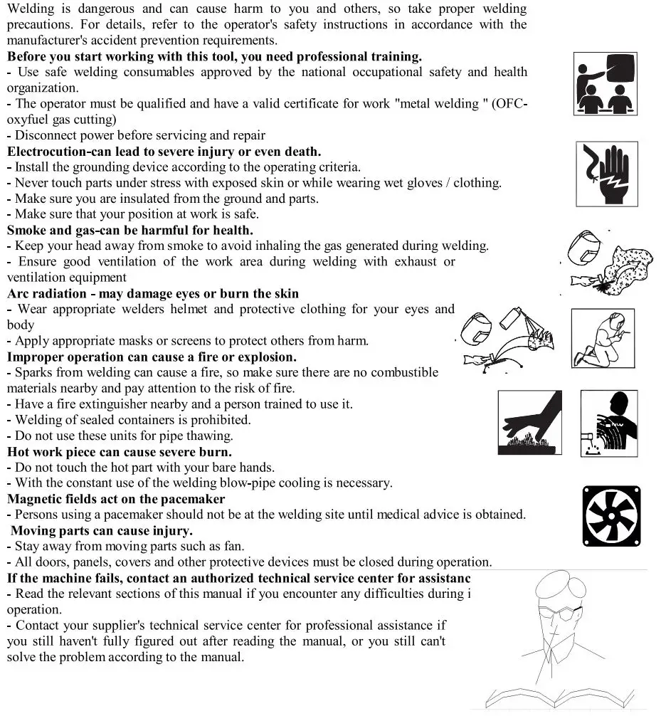 P I T PMIG145-C Automatic Welding Machine User Manual - General Safety Precautions