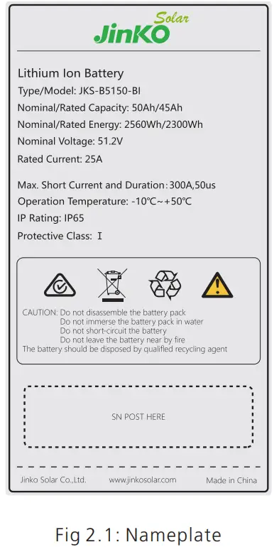 Jinko Solar JKS-B51XXX-BI Series SunTank Solar Battery - fig 2