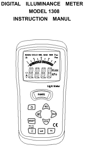 CEM Instruments 1308 Digital Illuminance Meter Instruction Manual