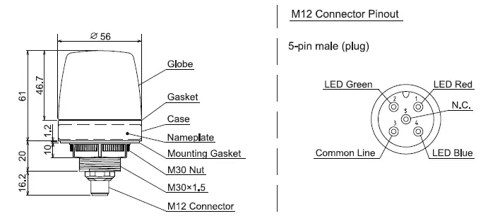 PATLITE-NE-M1A-Signal-Beacons-LED-Signal-Light-FIG-2
