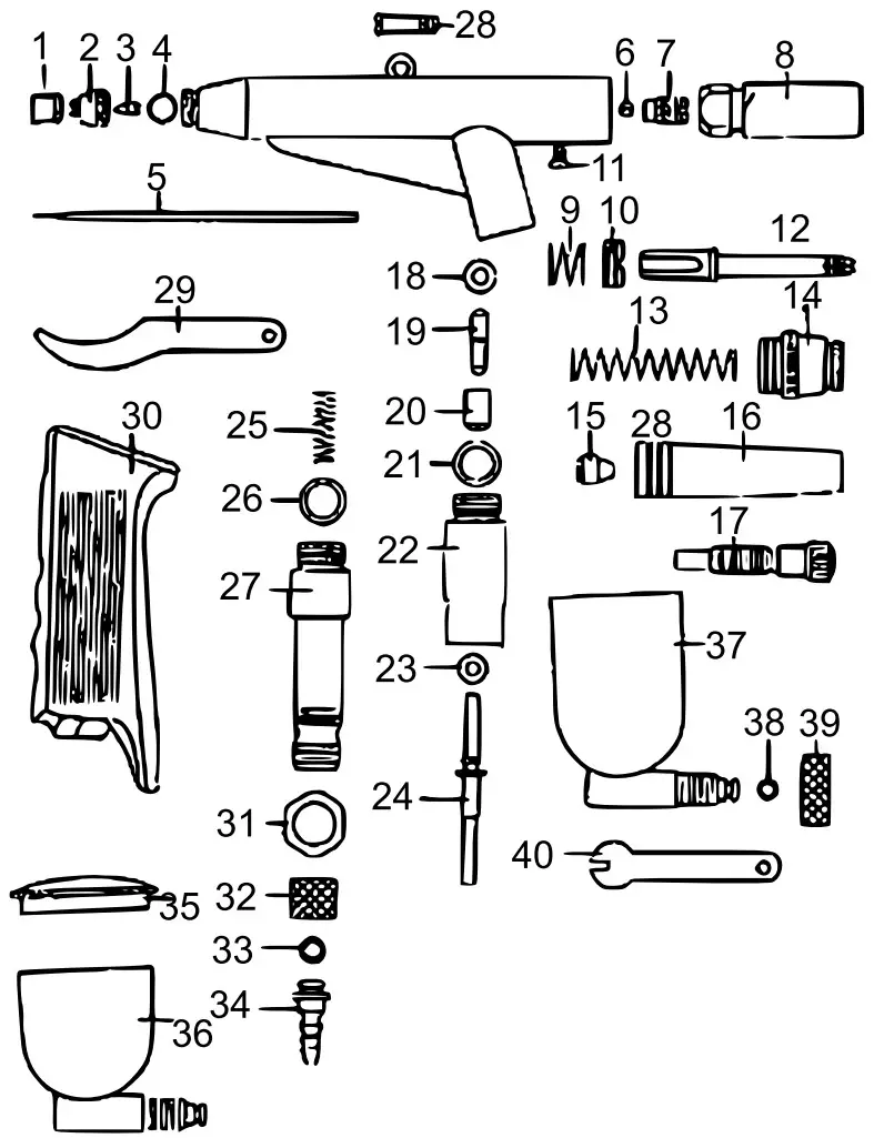 XPOtool 34116 Airbrush Gun - parts list