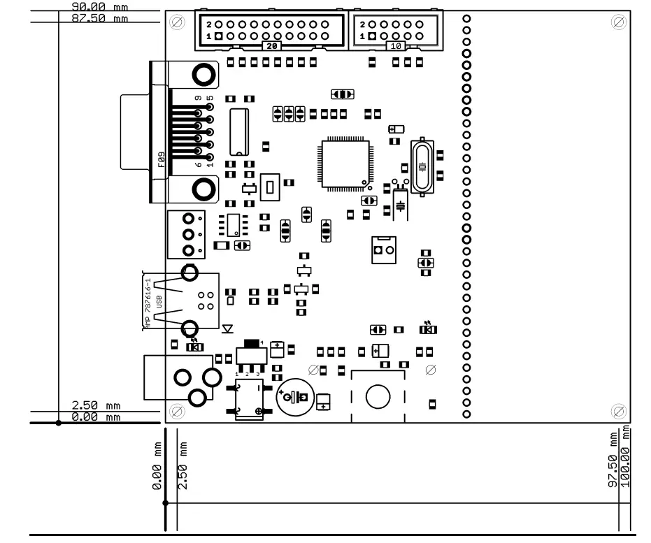 OLIMEX STM32-P103 Development Board - DIMENSIONS