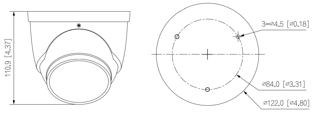 dahua DH IPC HDW3849H AS PV AI IP Camera - Dimensions