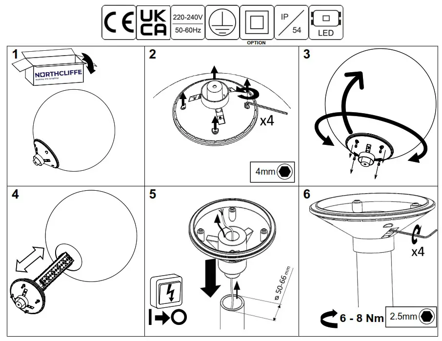 NORTHCLIFFE Sphere LED G933 Pole Mounted LED Park Luminaire - fig