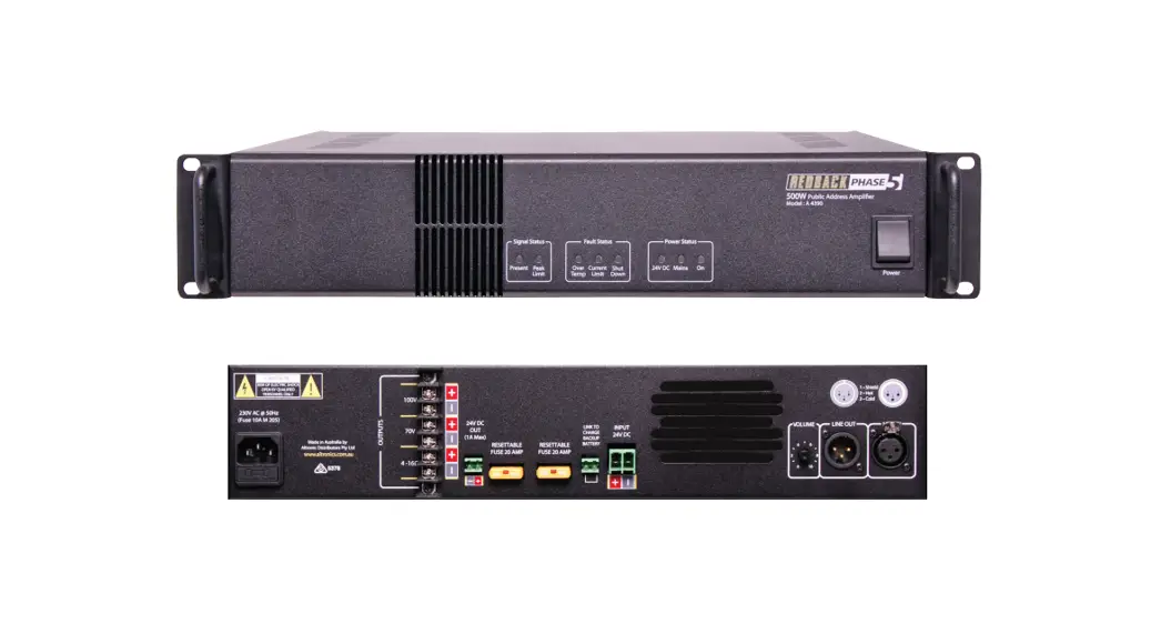 Redback 4390a 500 Watt Power Amplifier User Manual