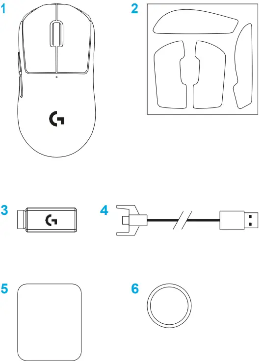 Logitech G PRO X SUPERLIGHT Wireless Gaming Mouse - PACKAGE CONTENTS