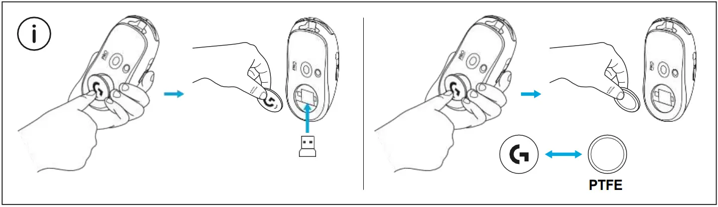 Logitech G PRO X SUPERLIGHT Wireless Gaming Mouse - aperture door
