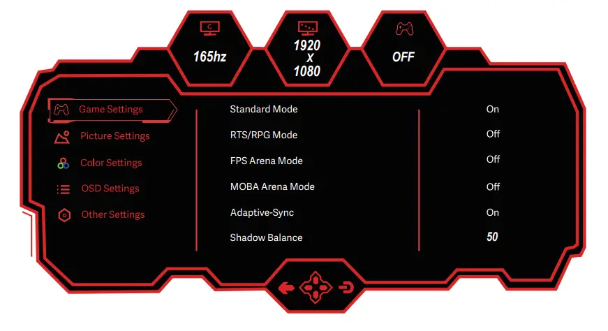 OVERSTEEL 24VF16K Krypto Series Gaming Monitor -OSD Menu