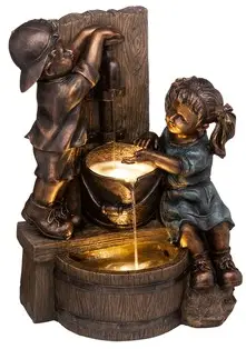 glitzhome JK2007300003 Resin Fountain Statue Outdoor Fountain-PRODUCT