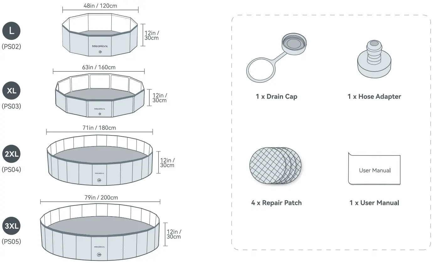 Meowant MW PS02 Foldable Dog Bathing Pool - BOX