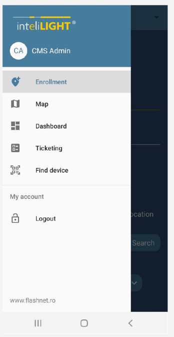 inteliLIGHT City Centric Smart Street Light - Menu