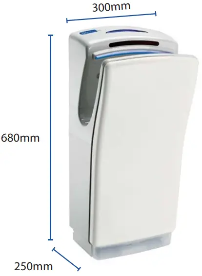 Biodrier BB702W Prestige Washrooms Surface Mounted High Speed Hand Dryer - Fig 1