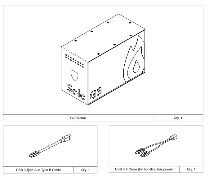 ioSafe Solo G3 Waterproof External HDD Secure Storage - PACKAGE CONTENTS