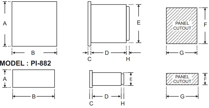 i-therm PI 442 Digital Process Indicator with Alarm - OVER ALL DIMENSIONS