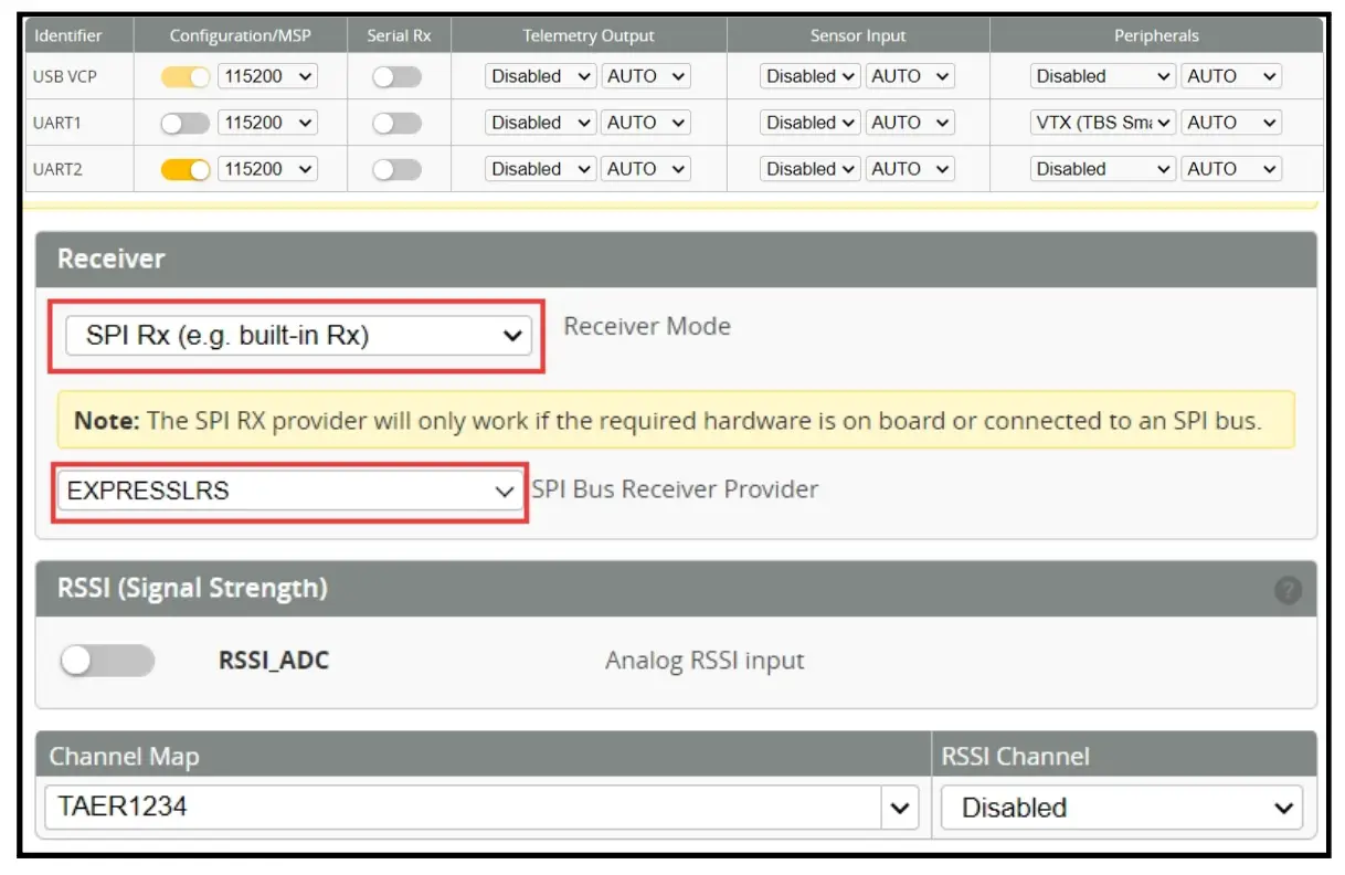 Receiver configuration