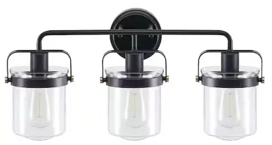 HAMPTON-BAY-Merra-HCF-1758-03-BNHD-1-3-Light-Matte-Black-Vanity-Light-with-Clear-Glass-Shade-product-image