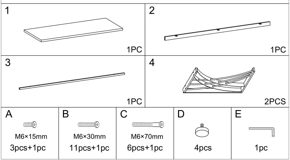 Tribesigns HD-F1652 Wood Laptop PC Computer Desk - Parts