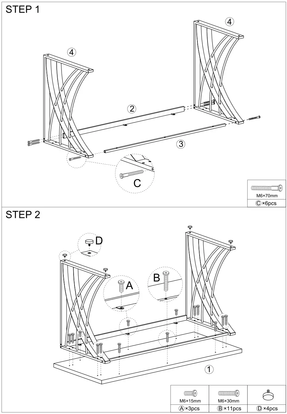 Tribesigns HD-F1652 Wood Laptop PC Computer Desk - Step 1 & 2