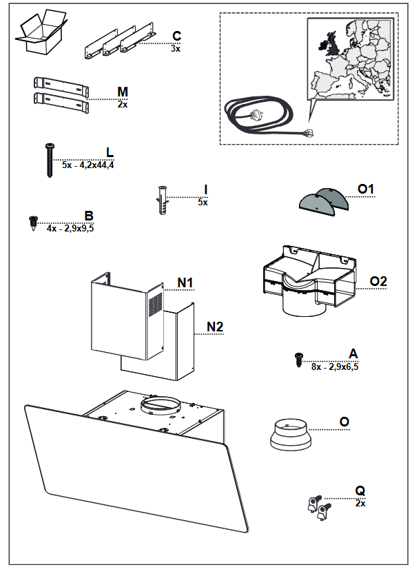 FRANKE FVAS A80 BK Wall Extractor Hood - fig 1