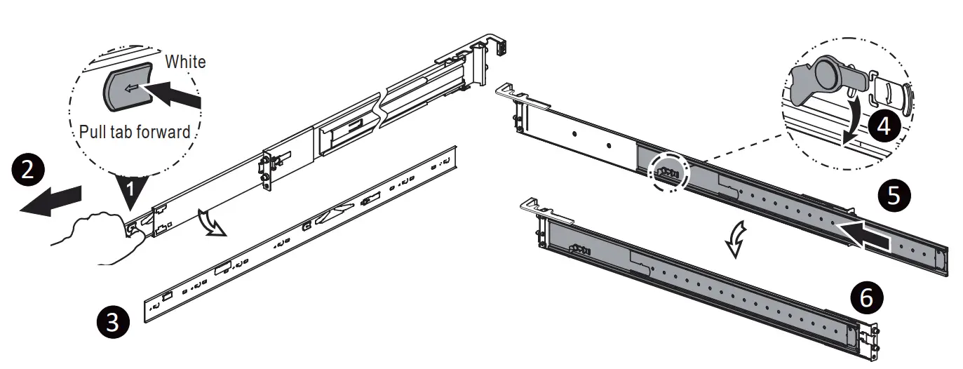 GIGABYTE 25HB2-A66122-K0R Rail Kit - intermediate rail back