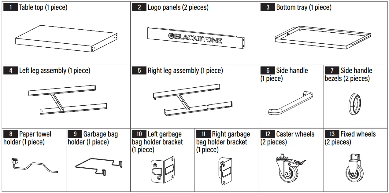 BLACKSTONE 2171 v01 Serve and Store Prep Cart - Parts List