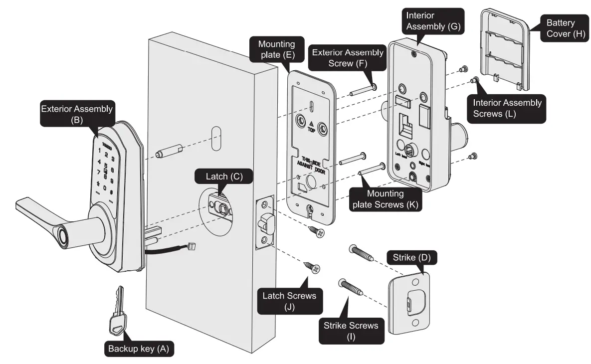 TeeHO AZ09 Smart Keypad Door Lock - Assembly