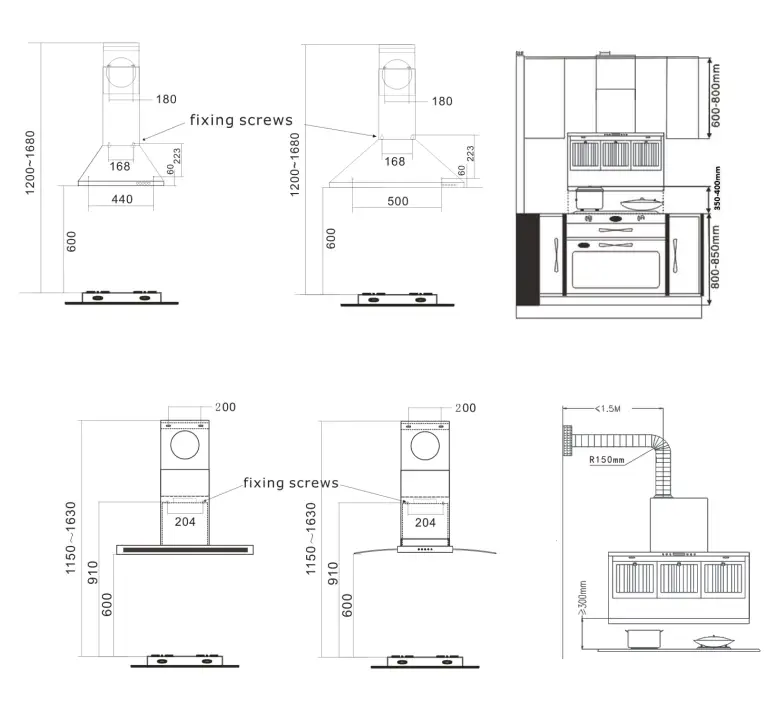 LIVINOX LCH NITE 90BL Range Hood - bolts