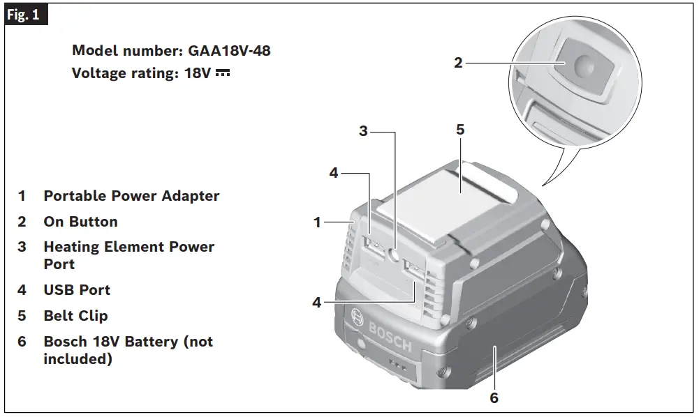 BOSCH GAA18V-48N 18V USB Portable Power Adapter - usb