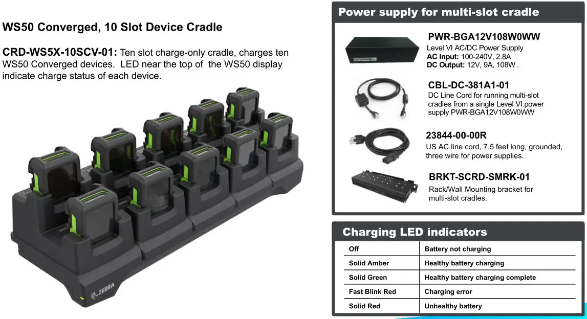 BLUESTAR WS50 Android Wearable Computer - WS50 Converged Multi-Slot Device Cradle