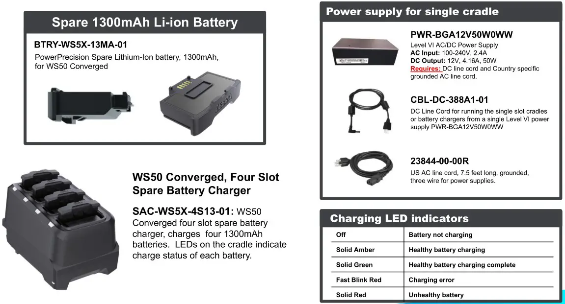 BLUESTAR WS50 Android Wearable Computer - WS50 Converged Spare Battery and Charger