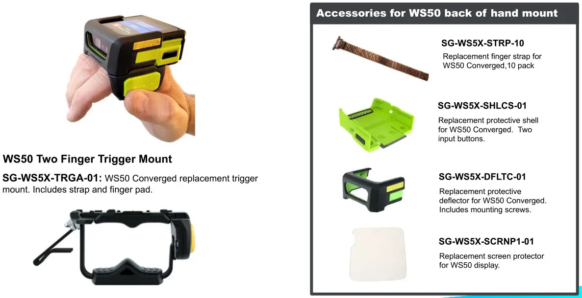 BLUESTAR WS50 Android Wearable Computer - WS50 Converged Two Finger Mount