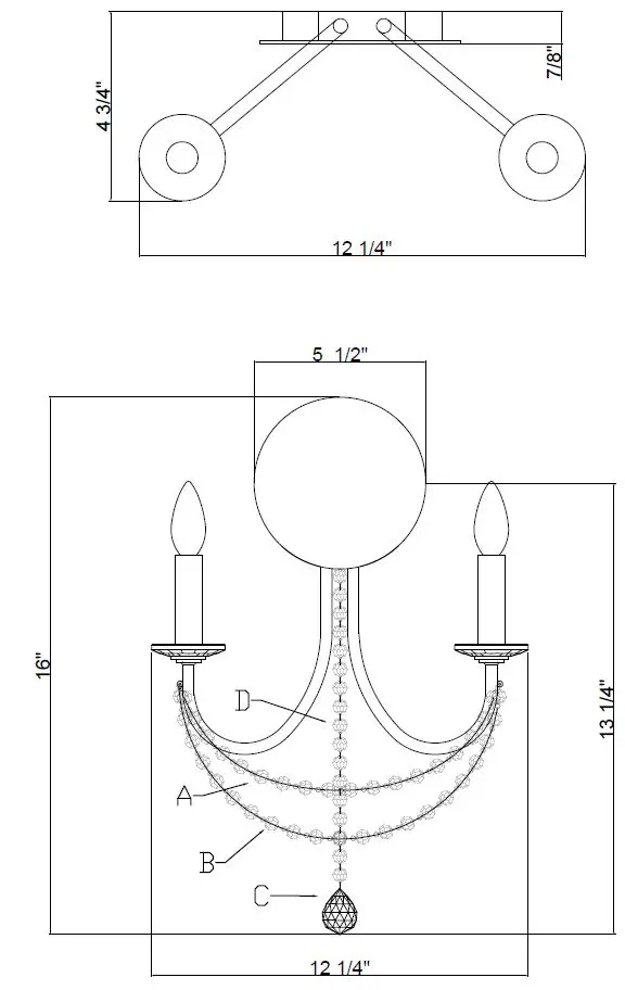 CRYSTORAMA-DEL-90802-AG-Delilah-2-Light-12-Inch-Aged-Brass-Wall-Sconce-Wall-Light-FIG-3