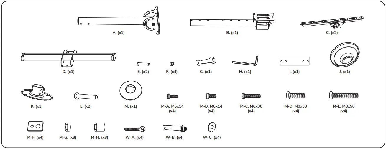 Neomounts NM C440BLACK Monitor Ceiling Mount - Parts