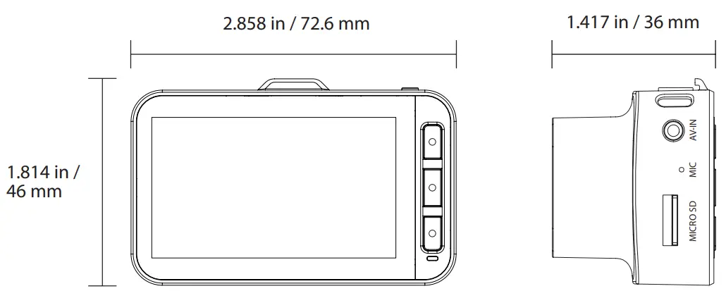 TYPE S S403 4K 60FPS Dashcam -DIMENSION