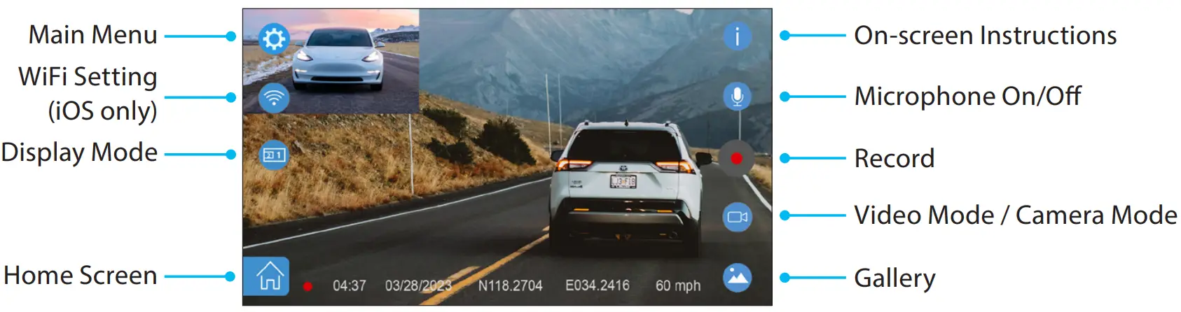 TYPE S S403 4K 60FPS Dashcam - Main Interface