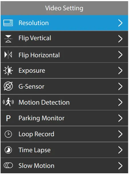 TYPE S S403 4K 60FPS Dashcam - Video Setting