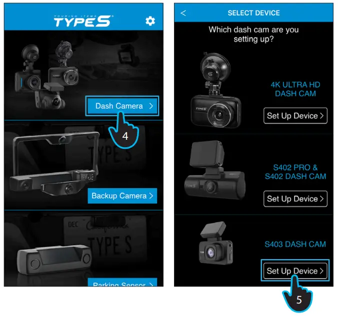 TYPE S S403 4K 60FPS Dashcam -iOS Device