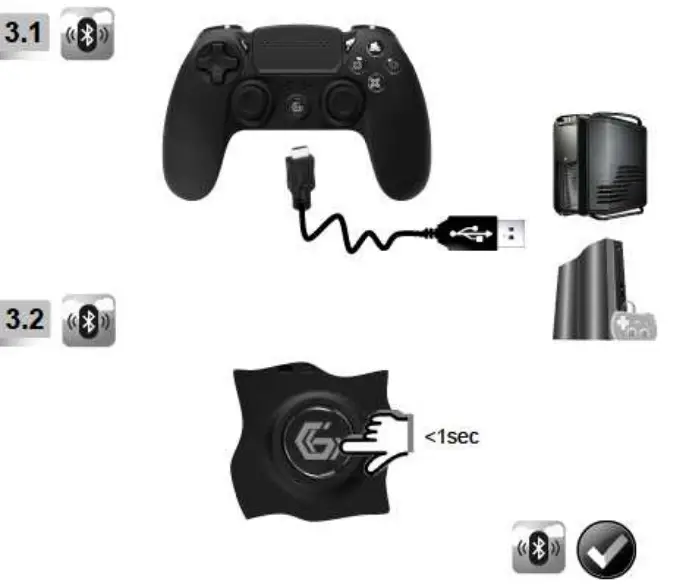 gembird JPD-PS4BT-01 Wireless Game Controller for Playstation 4 or PC - parts 1