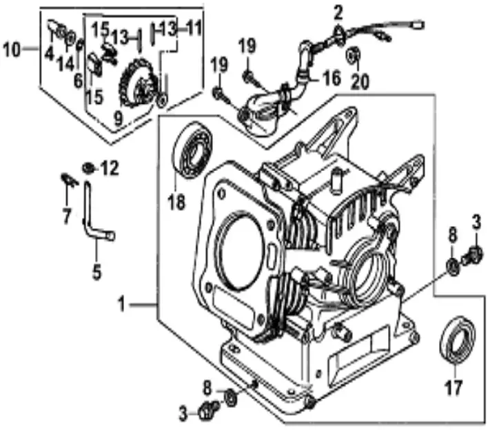 FarmBoy FB IC 209P Agricultural Inter Cultivator - Crankcase Assembly