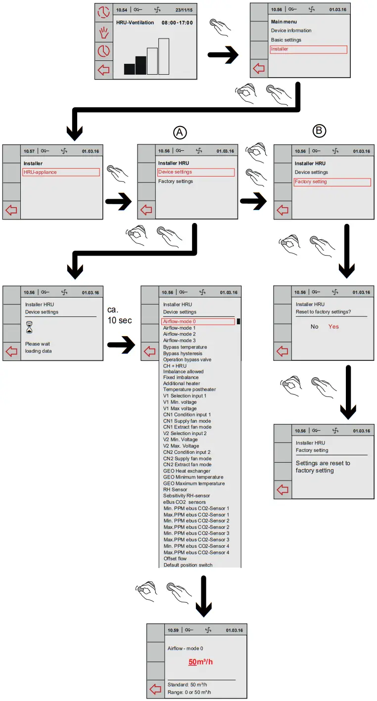 BRINK Sky 300 Mechanical Ventilation with Heat Recovery - Installer menu