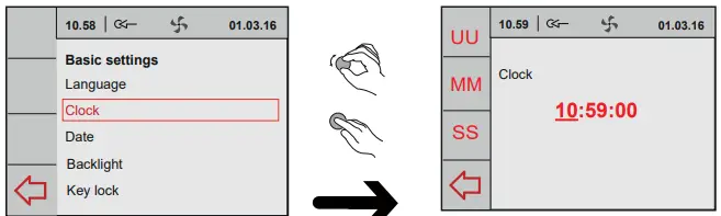 BRINK Sky 300 Mechanical Ventilation with Heat Recovery - clock