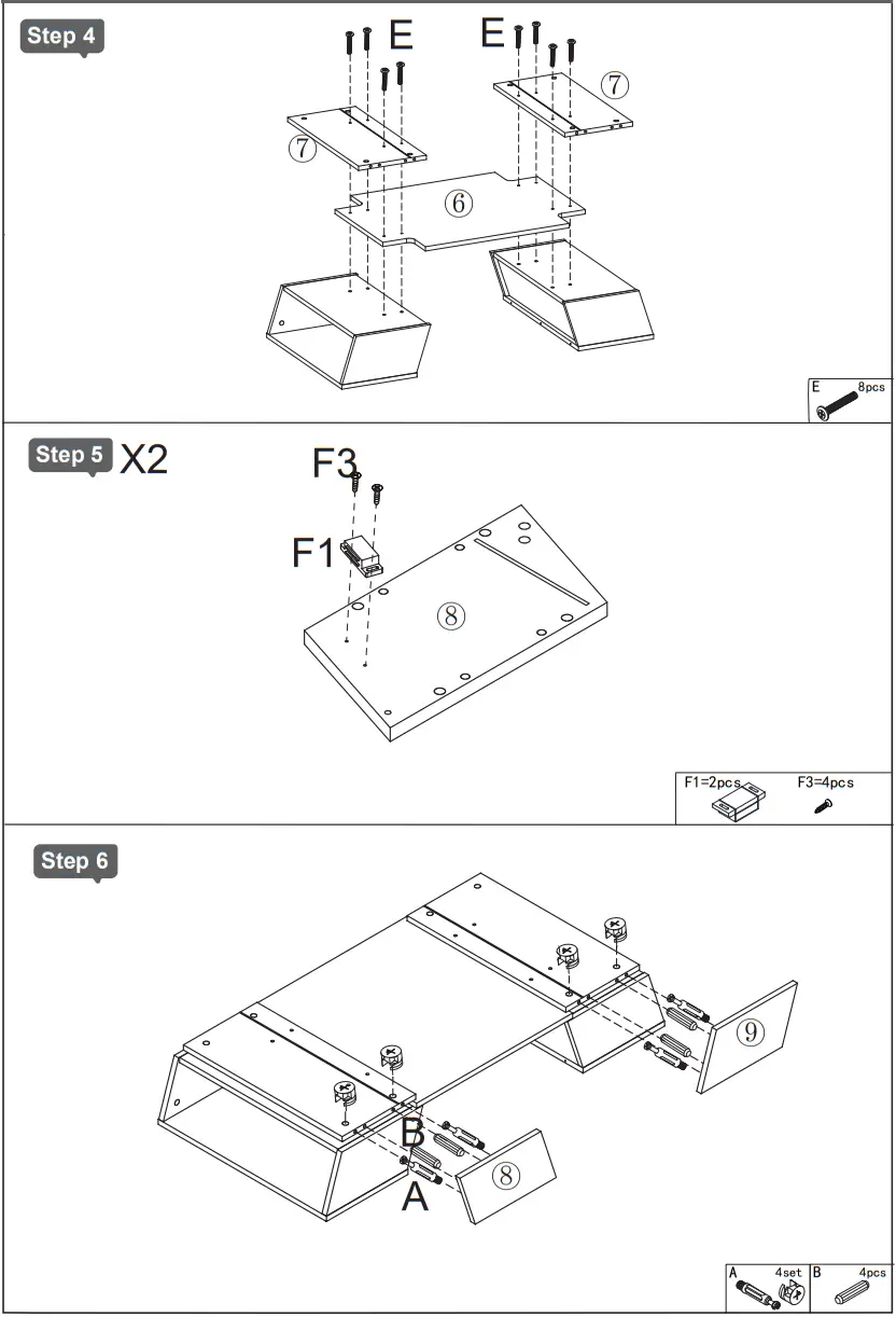 ModernLuxe L-WF299270AAK Glass Top Coffee Table with Open Shelves and Cabinets - INSTRUCTION MANUAL 2
