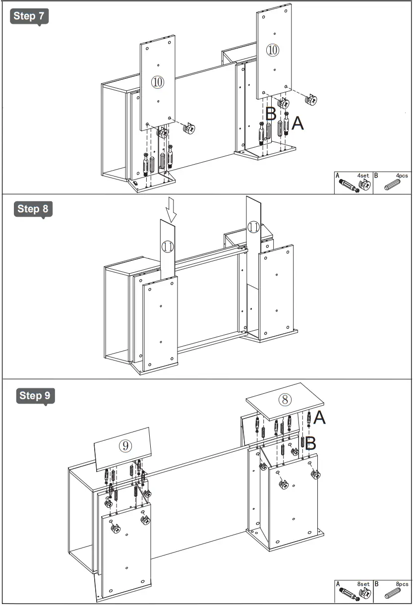 ModernLuxe L-WF299270AAK Glass Top Coffee Table with Open Shelves and Cabinets - INSTRUCTION MANUAL 3