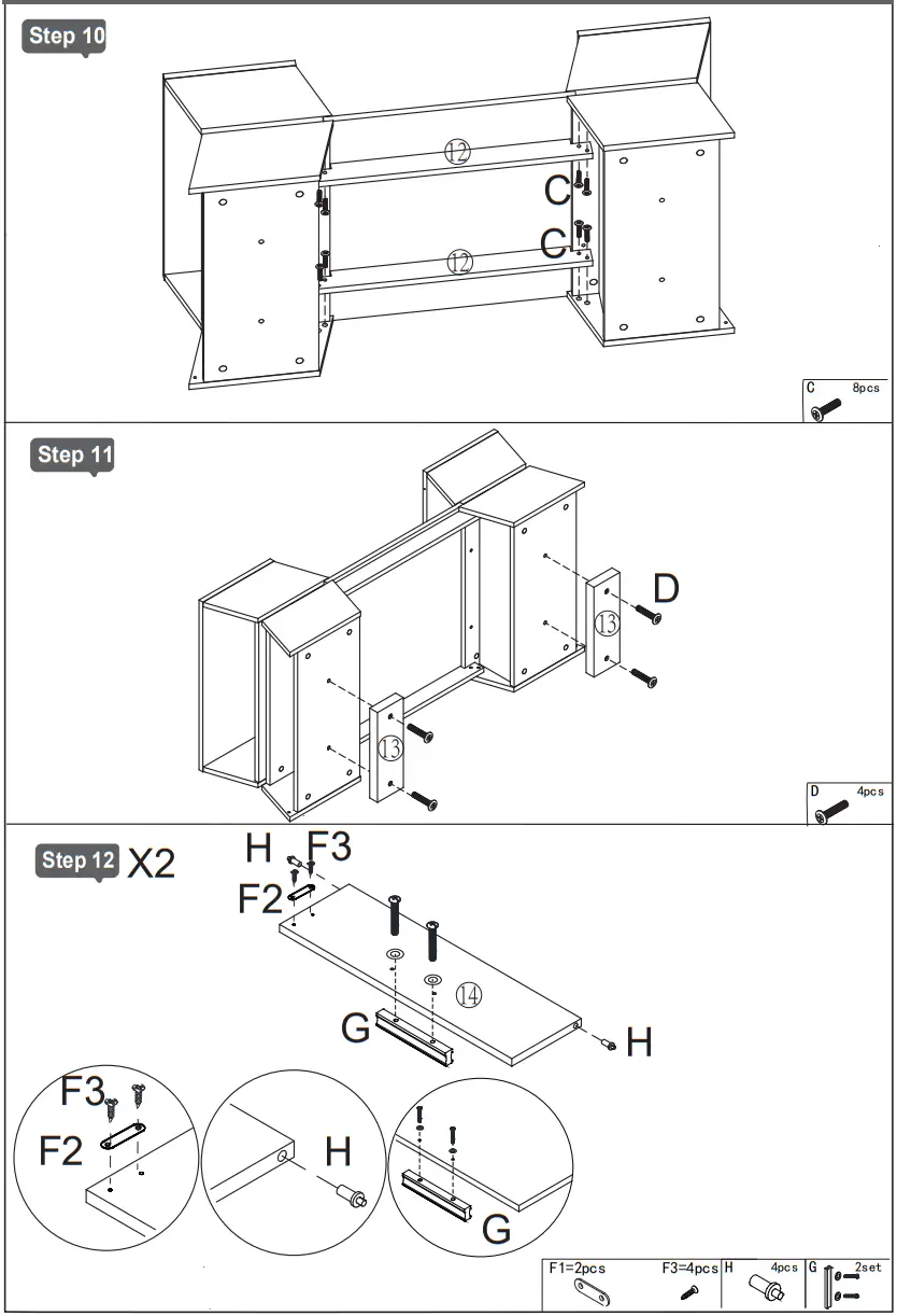 ModernLuxe L-WF299270AAK Glass Top Coffee Table with Open Shelves and Cabinets - INSTRUCTION MANUAL 4