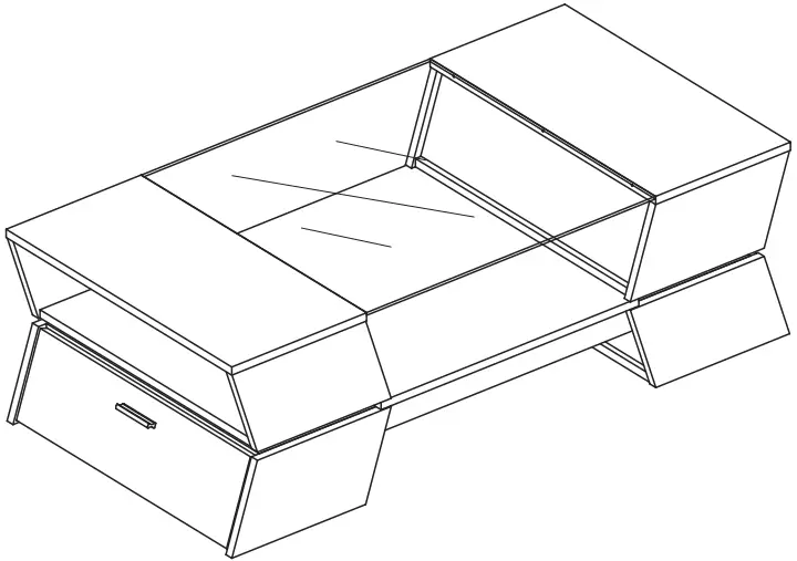 ModernLuxe L-WF299270AAK Glass Top Coffee Table with Open Shelves and Cabinets