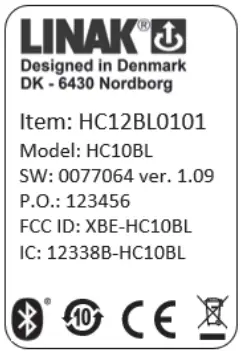 LINAK TD5 TWINDRIVE Standard Comfort Beds - Label for HC10BL