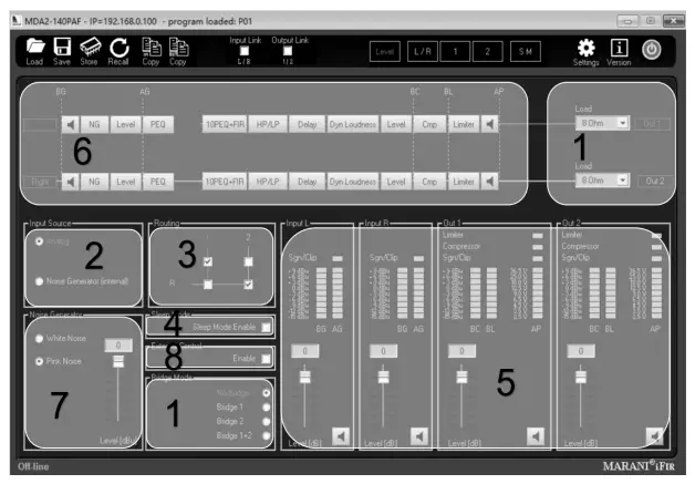 Basic Amp Functions are accessed from top menu LEVEL selection
