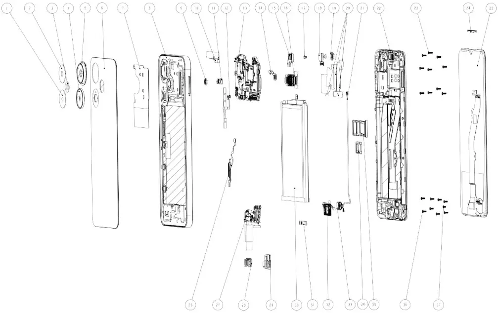 Infinix X669 Hot 30i Smartphone - Explosion diagram