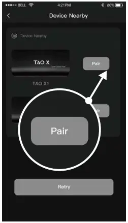 Set up device on TAO X App